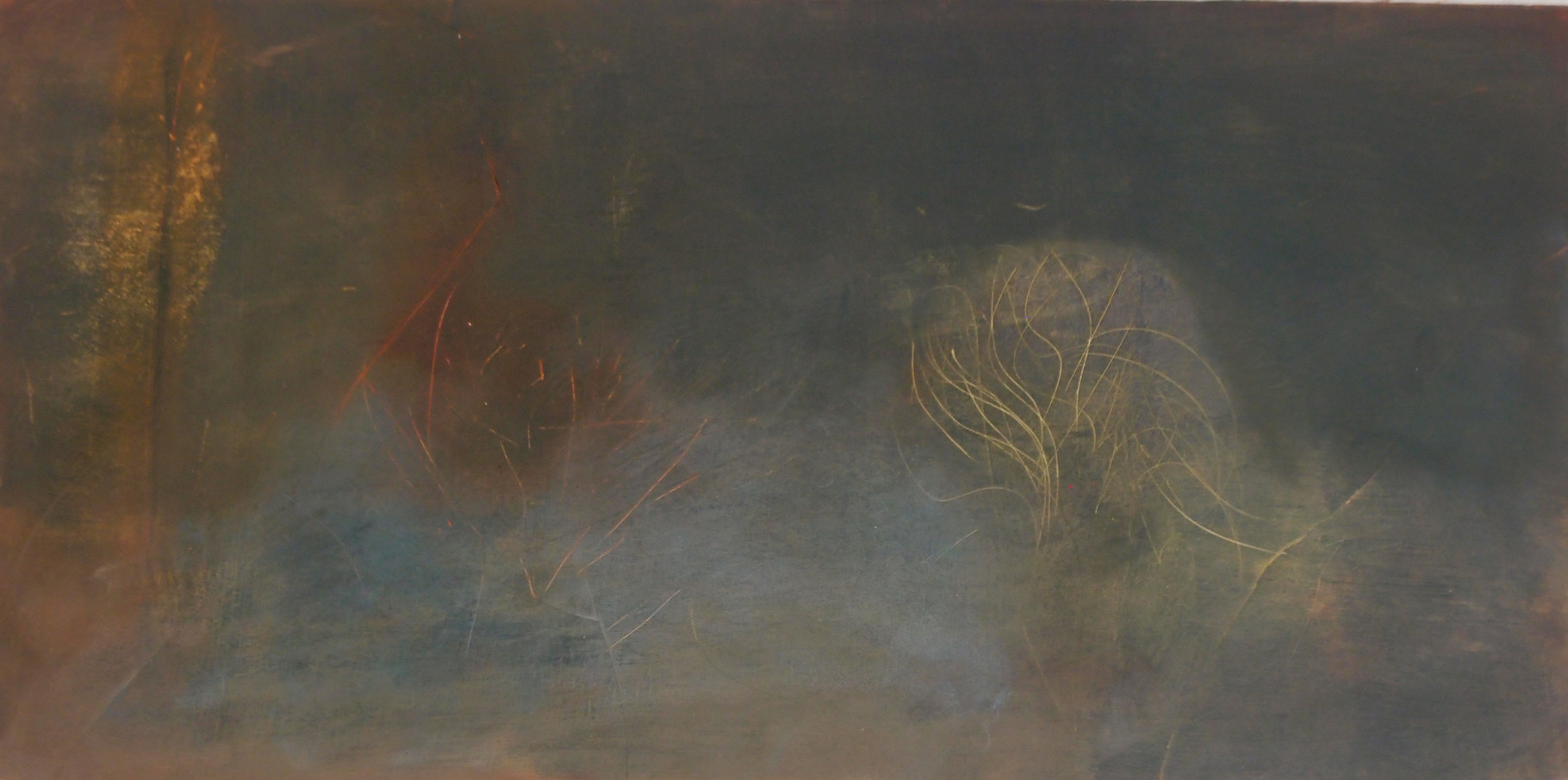 Goldenes Geäst 2015; Öl auf Kreidepaneel 40 x 20 cm