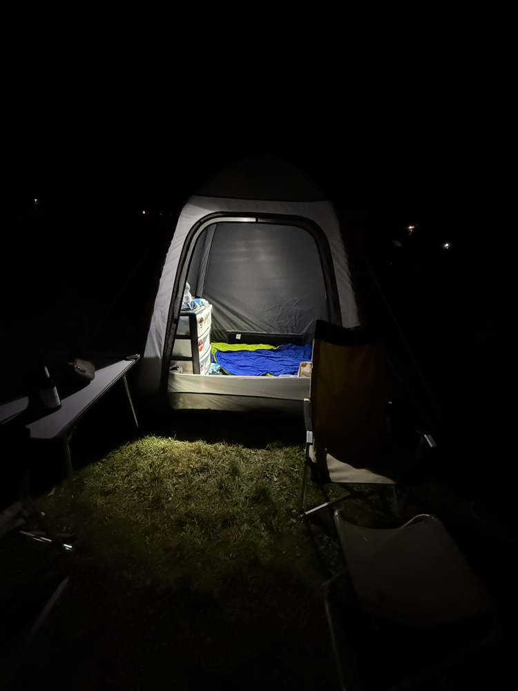 My tent at night