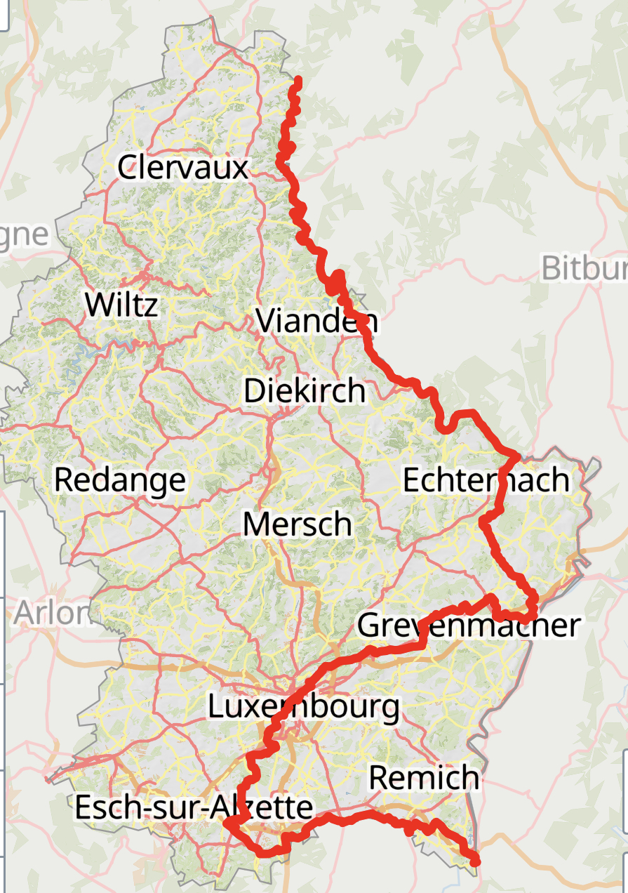 The route of the Camino de Santiago in Luxembourg