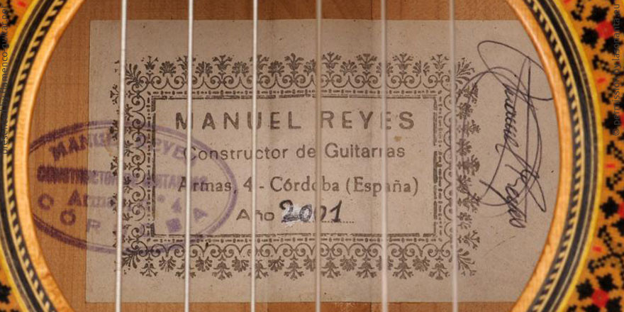 MANUEL REYES GUITAR 2001 - LABEL - ETIKETT - ETIQUETA
