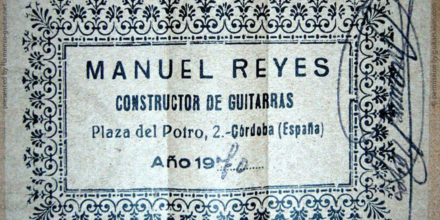 MANUEL REYES GUITAR 1970 - LABEL - ETIKETT - ETIQUETA
