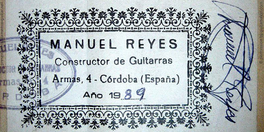 MANUEL REYES GUITAR 1989 - LABEL - ETIKETT - ETIQUETA
