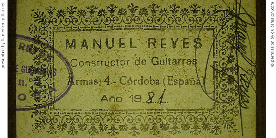 MANUEL REYES GUITAR 1981 #2 - LABEL - ETIKETT - ETIQUETA