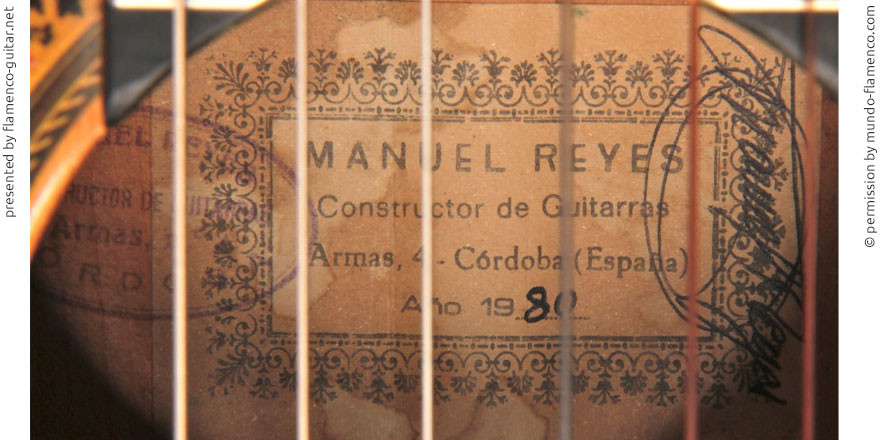 MANUEL REYES GUITAR 1980 - LABEL - ETIKETT - ETIQUETA