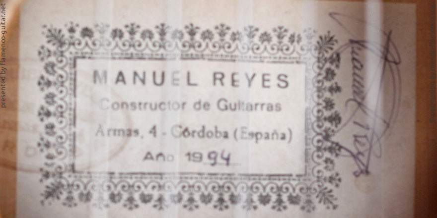 MANUEL REYES GUITAR 1994 - LABEL - ETIKETT - ETIQUETA