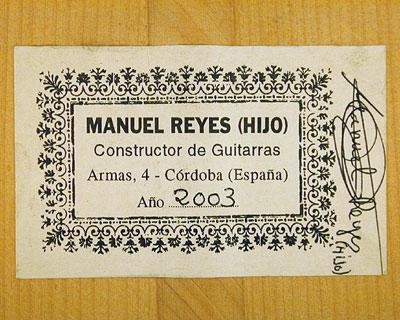 Manuel Reyes Hijo 2003 - Guitar 1 - Photo 3