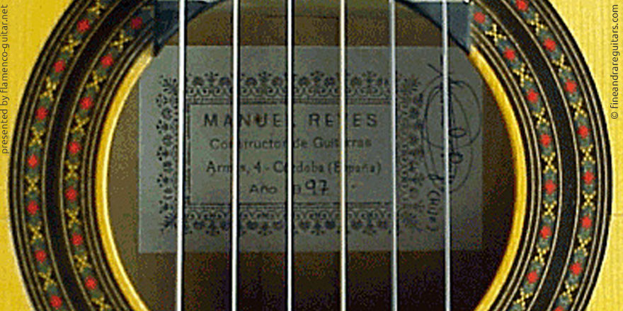 MANUEL REYES GUITAR 1997 - LABEL - ETIKETT - ETIQUETA