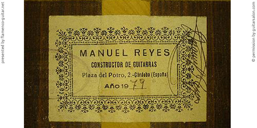 MANUEL REYES GUITAR 1979 - LABEL - ETIKETT - ETIQUETA