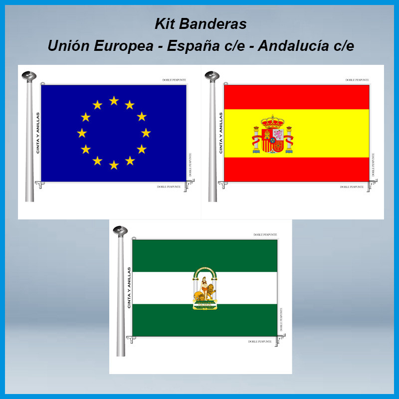 Kit Banderas Andalucia-España-Europa - Don Bandera