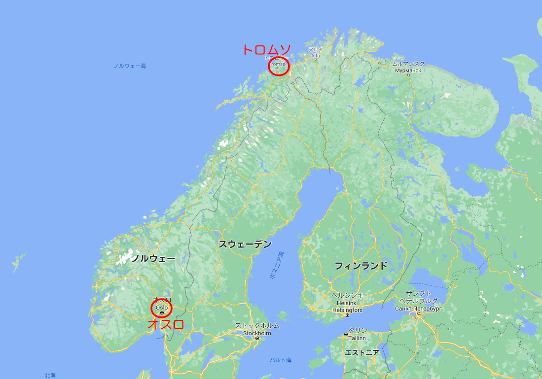 ノルウェー フィヨルド 地図