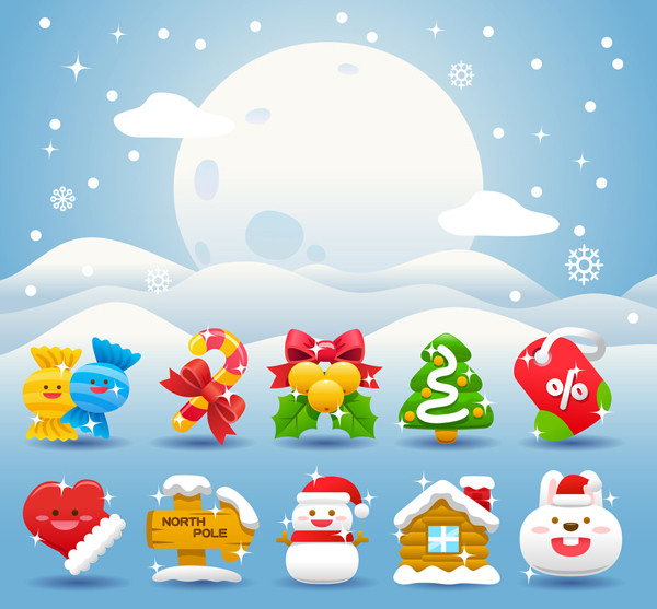 クリスマス飾りの光るアイコン christmas holiday icon