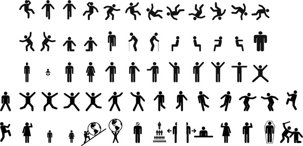 動きのある案内板用ピクトグラム Man & woman sign pictograms