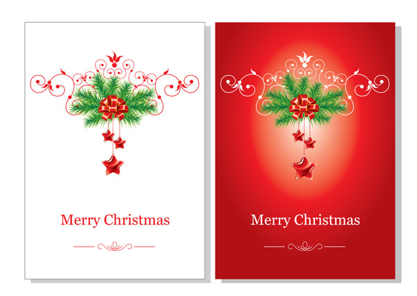 赤と白のクリスマスカード見本 beautiful christmas cards vector