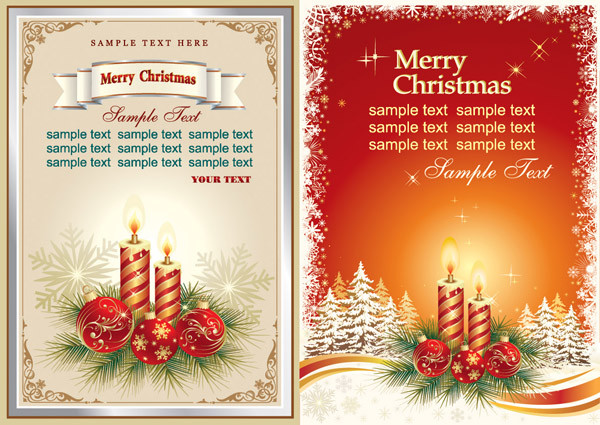 クリスマスキャンドルをデザインした背景 beautiful christmas cards vector