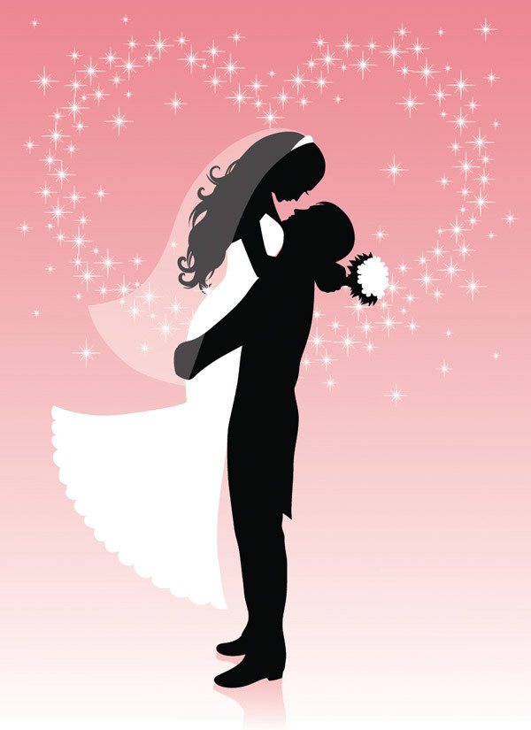 結婚式のシルエット people wedding silhouette vector3