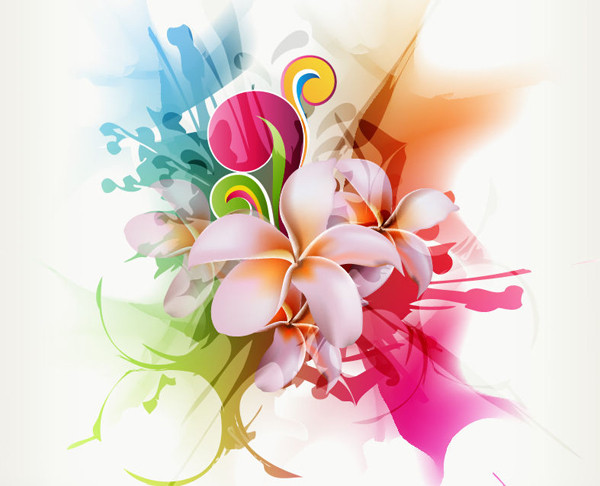 優雅な花ビラの背景 Abstract Floral Vector Illustration Artwork