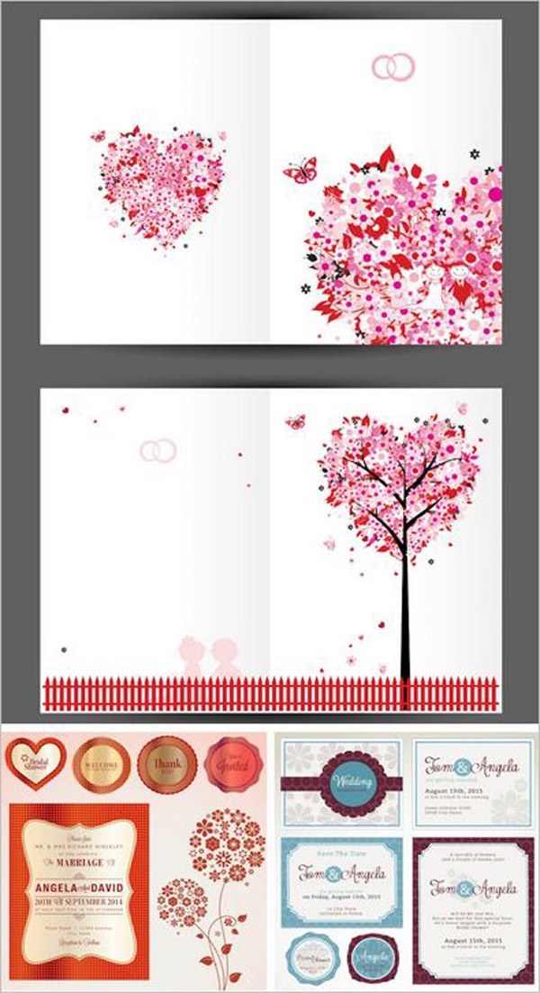 結婚式招待状テンプレート セット wedding invitation card templates sets