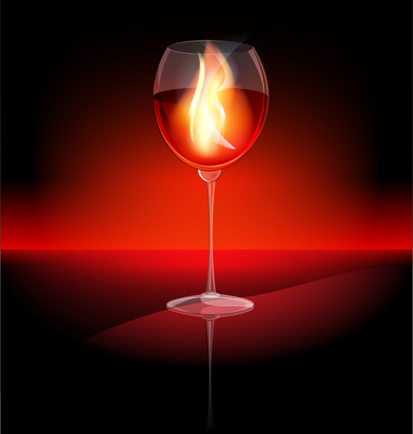 ワイングラスの炎 wine glass flame vector material