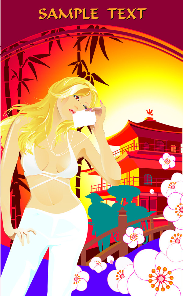 景色を写すカメラ女子 beauty girls photographer vector