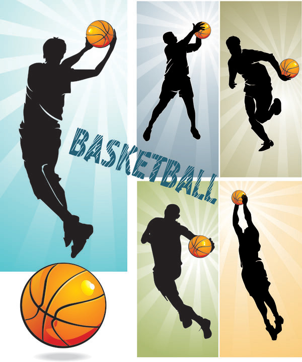 バスケットボール選手のシルエット basketball silhouette character vector3