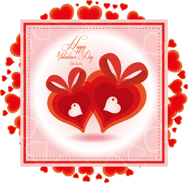 ハッピー バレンタインデー ハートのカード Happy Valentine's Day heart-shaped card