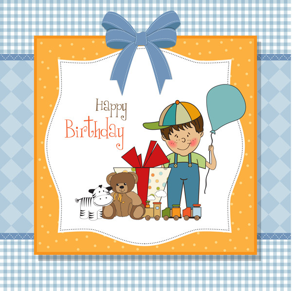 バースデー カード balloons children gift boxes