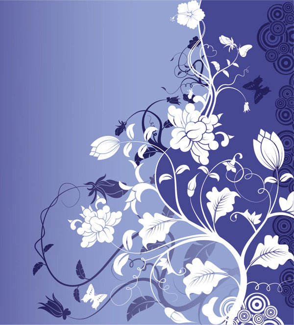 ゴージャスな藍色の植物背景 Gorgeous Fashion Flower Background