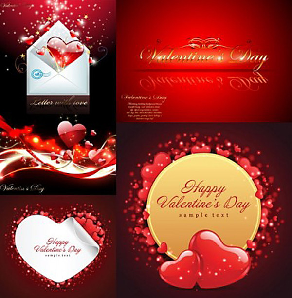 バレンタインデー グリーティングカード テンプレート Heart valentine day greeting card vector