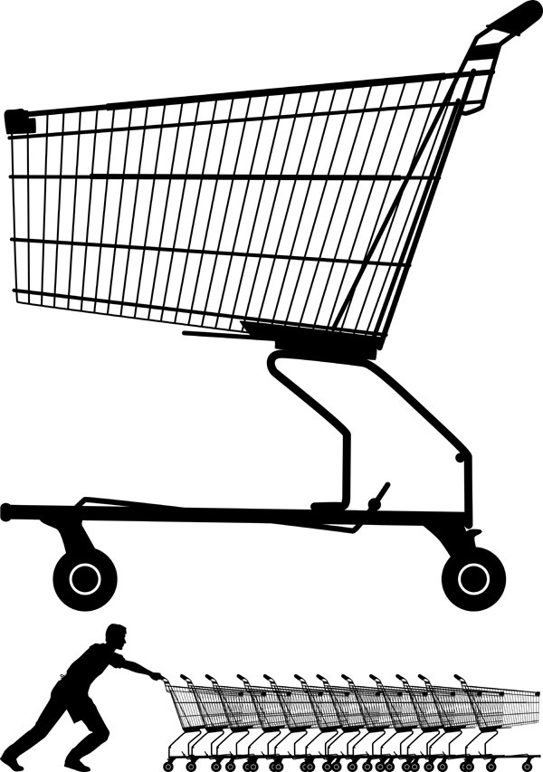 ショッピングカートのクリップアート supermarket shopping cart vector1