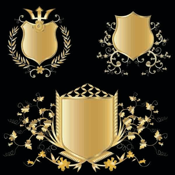 豪華な黄金の盾 several gold shield badge vector1