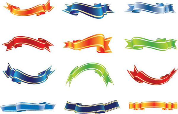 曲線が美しいリボン Set of Colorful Ribbons Vector