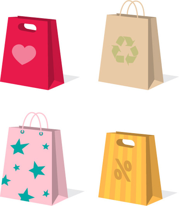 カラフルな紙袋のクリップアート variety of colorful clip art bag4