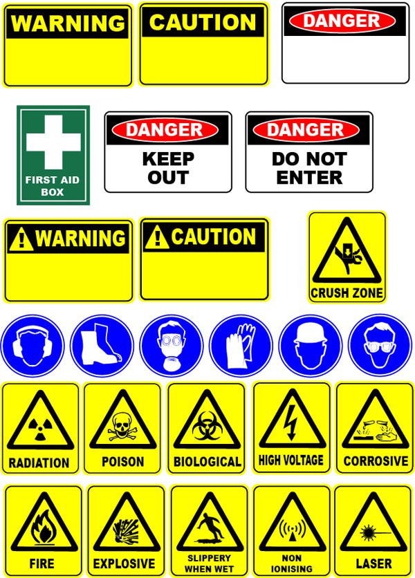 安全標識のデザイン見本 Safety Signs clip art