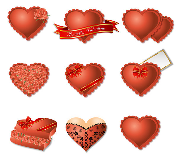 お洒落なハート型のギフト パッケージ romantic heart-shaped gift box packaging vector