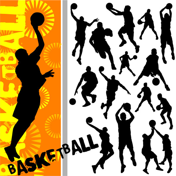 バスケットボールのシルエット basketball silhouette vector2