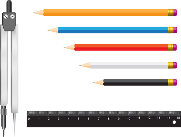 定規と文房具 measurement stationery vector3