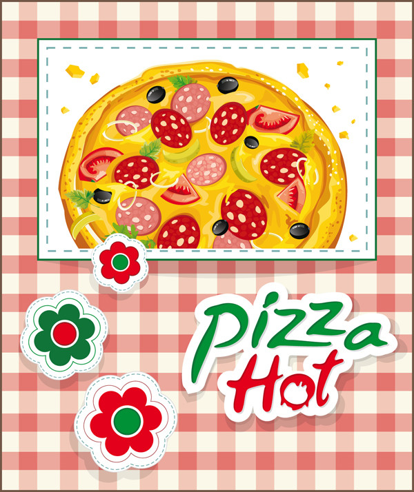 美味しそうなピザのイラスト cartoons pizza vector material