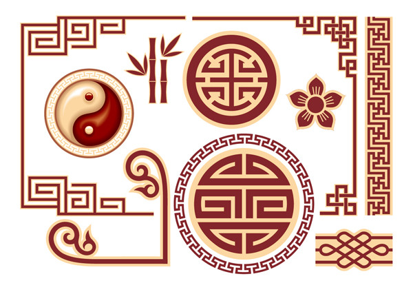 伝統的なアジア系パターン素材 traditional asian patterns corners material