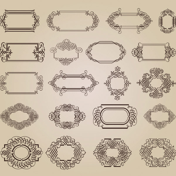 基本的な飾り罫 fine lace border vector pattern3