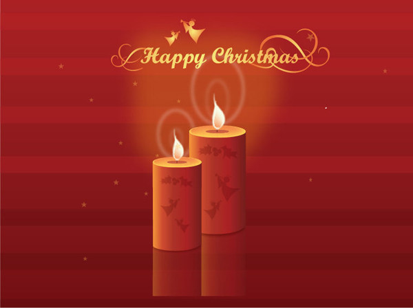 輝くクリスマス・キャンドル Shining Christmas Candles Vector Illustration