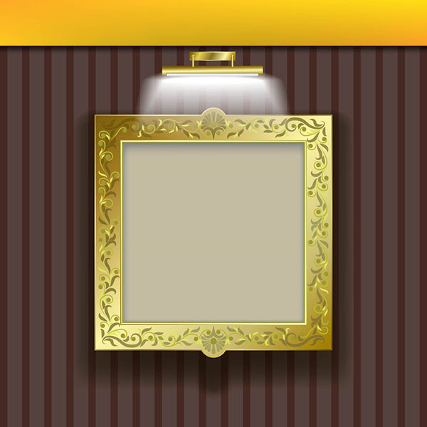 証明で美しく輝く金色の額縁 lighting lamps wallpaper photo frame