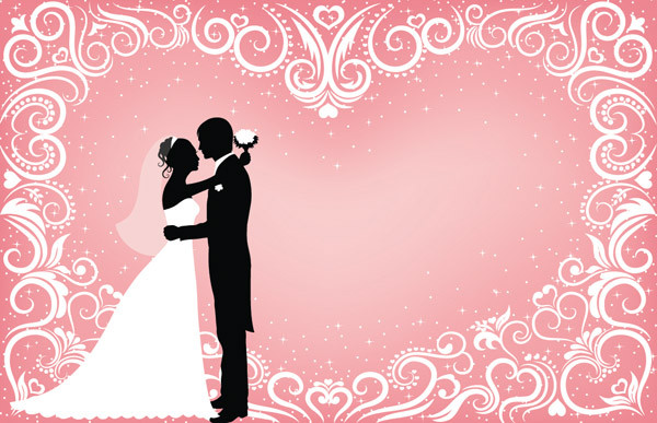 結婚式のシルエット people wedding silhouette vector