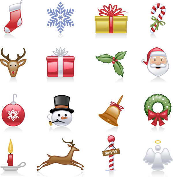 光沢あるクリスマス関連アイコン christmas icons vector