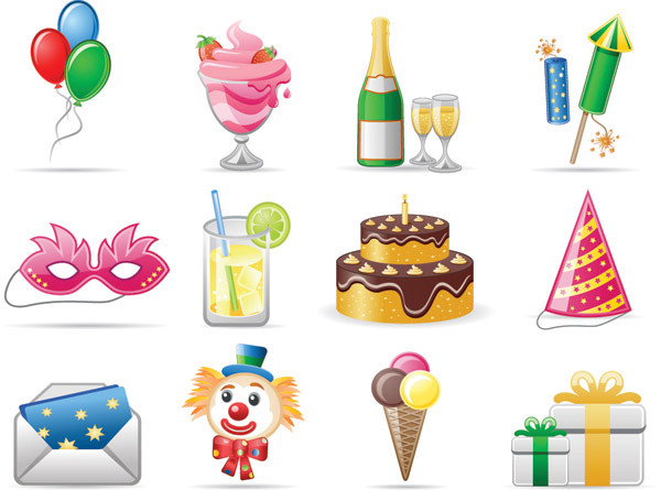 誕生日をテーマにしたアイコン birthday theme icon vector3