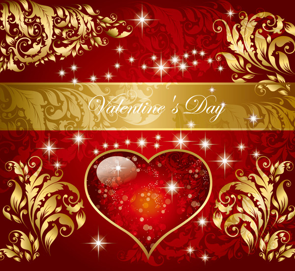 バレンタインデー 帯付きのゴージャスな背景 valentine gorgeous pattern vector1