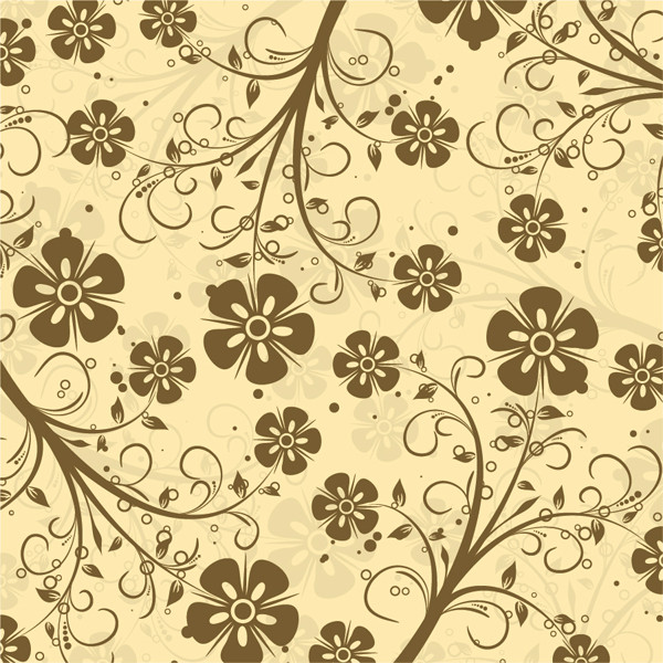 落ち着いた雰囲気の花柄背景 Decorative Floral Vector Pattern