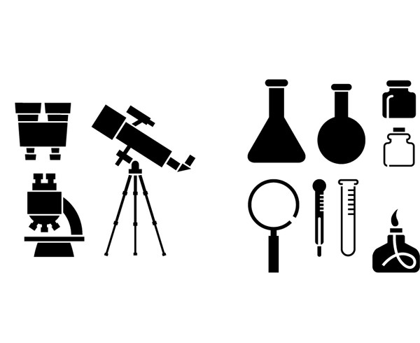 機械部品や実験器具のシルエット various elements of vector silhouette articles5