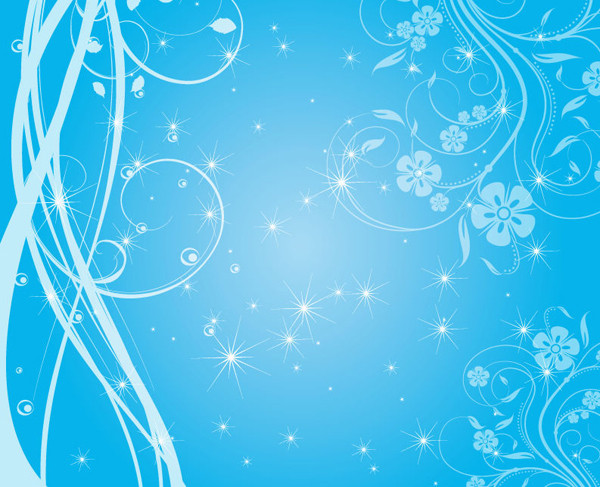 優雅に巻いた植物の蔓の背景 Swirly Blue Stars Vector Background