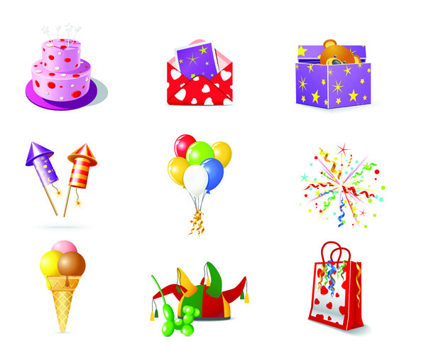 誕生日をテーマにしたアイコン birthday theme icon vector1