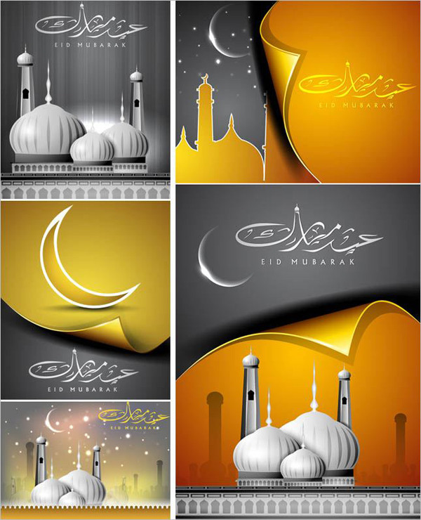 イスラム風モスクの背景 Islamic backgrounds with mosque illustrations